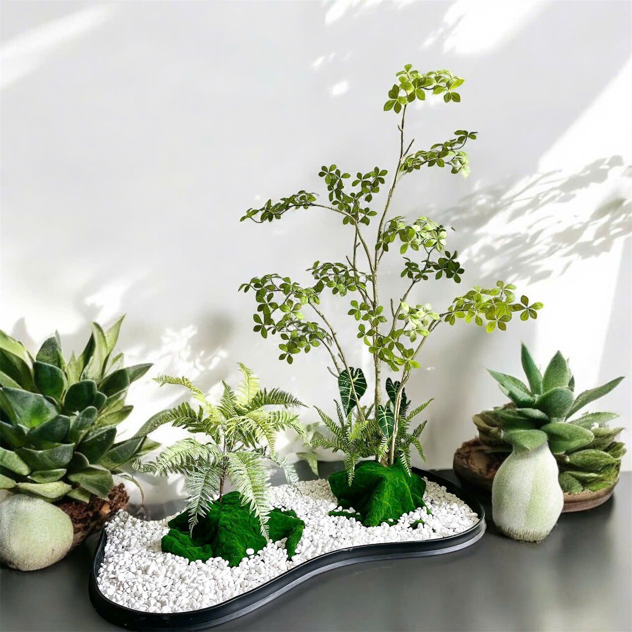 Tiểu cảnh giả, cây sơn chi 1m8, cây giả